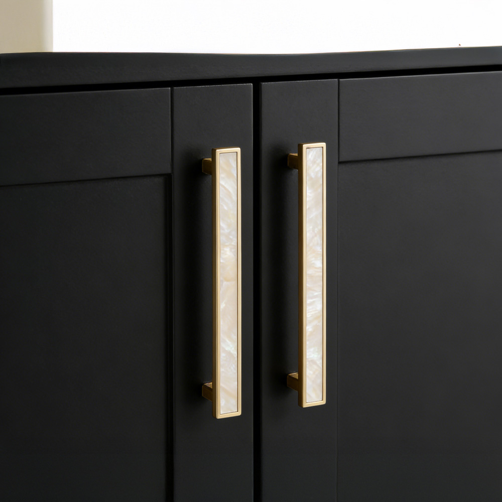 European Luxury Natural White Shell Brass Drawer Pulls