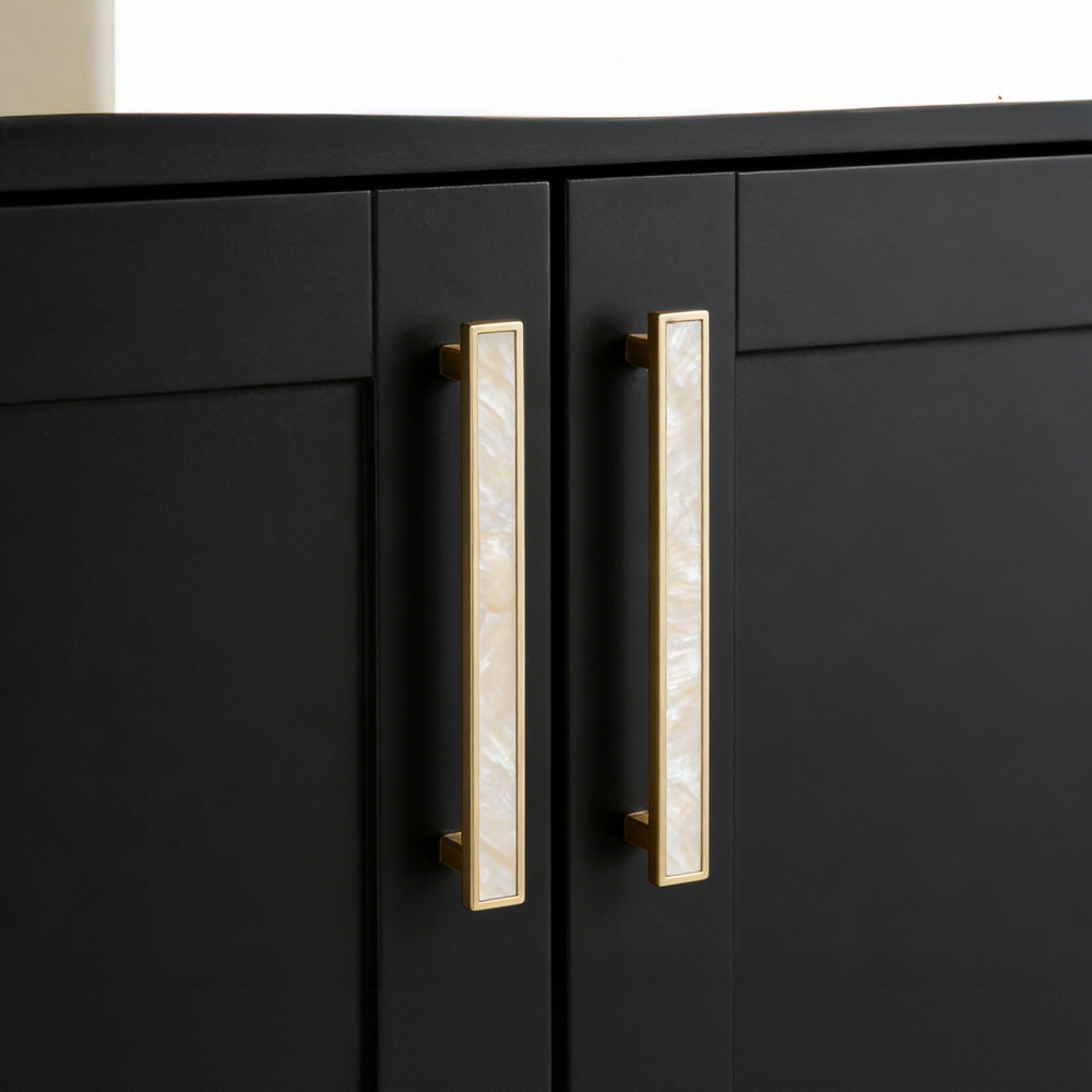 European Luxury Natural White Shell Brass Drawer Pulls