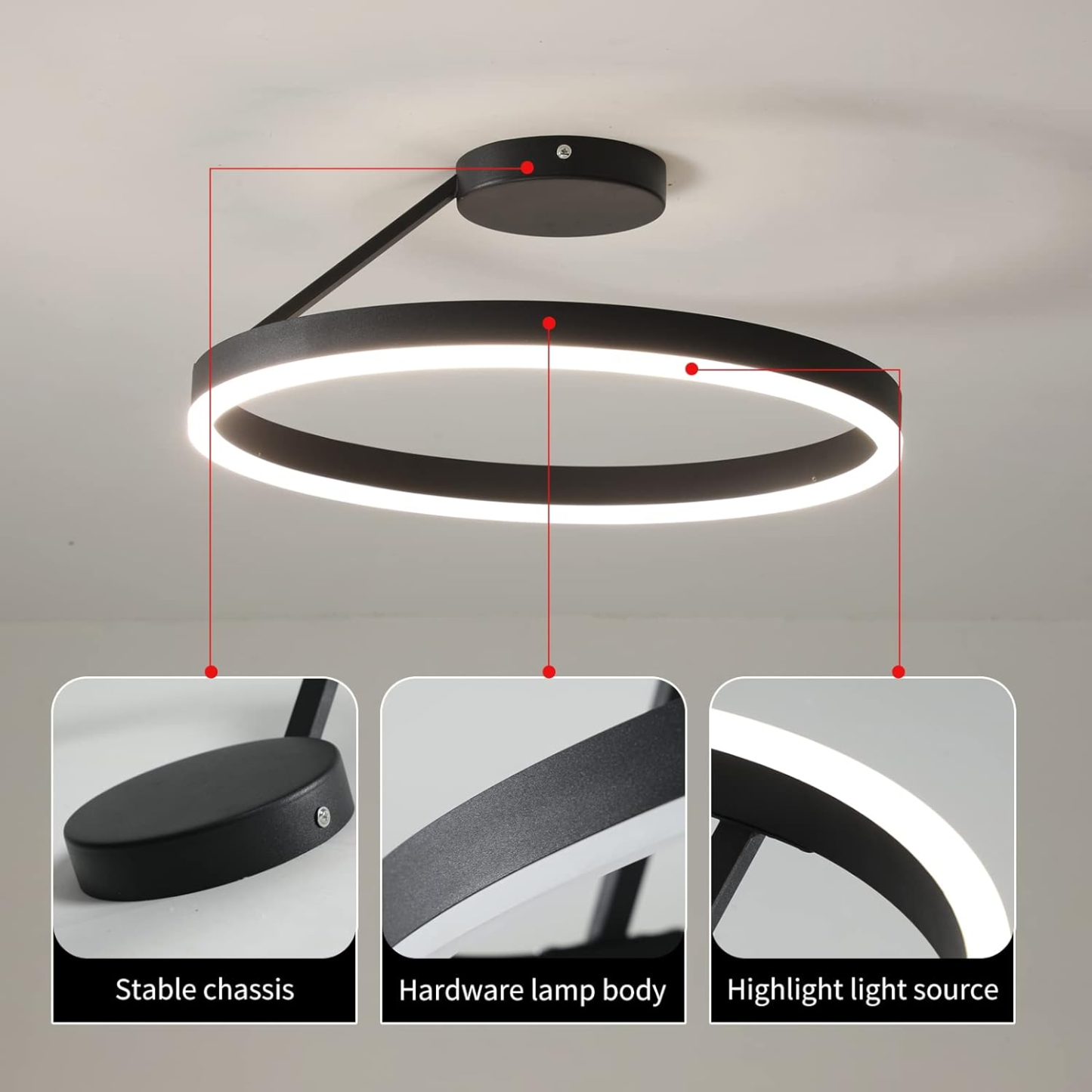 Circle Minimalist Metal LED Living Room Ceiling Light