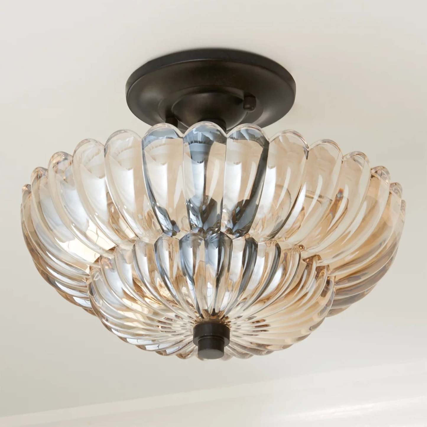 Homdiy Glass Ceiling Lighting Semi Flush Mount Ceiling Lamp