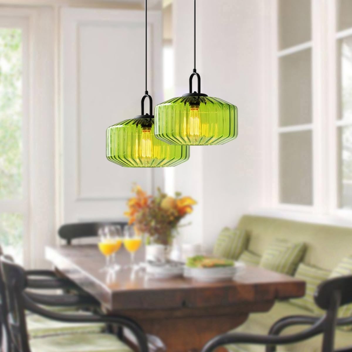 Farmhouse Glass Pendant Light For Kitchen Island