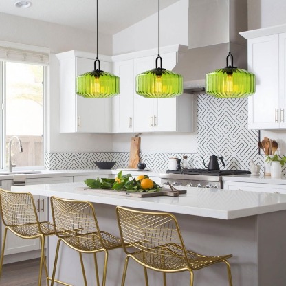 Farmhouse Glass Pendant Light For Kitchen Island