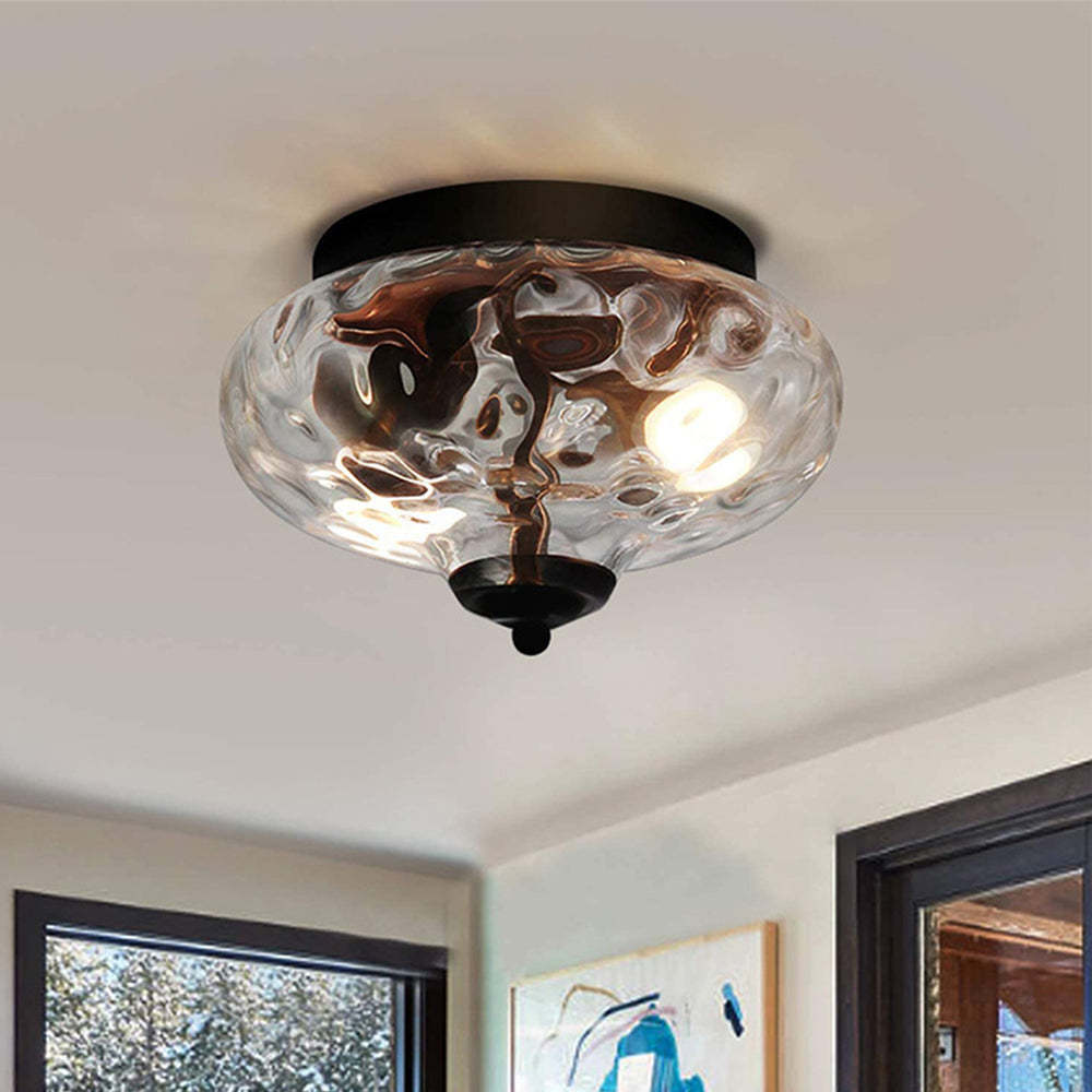 Industrial Glass Retro Semi-Flush Mount Ceiling Light -Homdiy