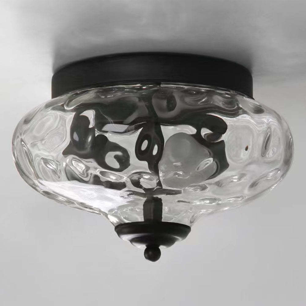 Industrial Glass Retro Semi-Flush Mount Ceiling Light -Homdiy
