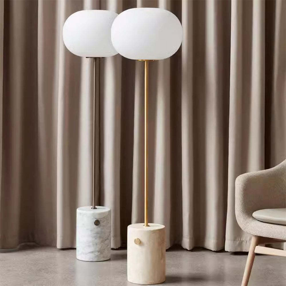Retro Globe Glass Lampshade Marble Floor Lamp For Living Room -Homdiy
