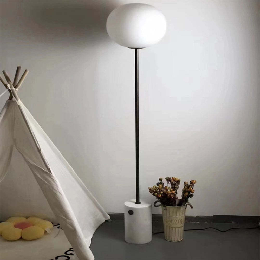 Retro Globe Glass Lampshade Marble Floor Lamp For Living Room -Homdiy