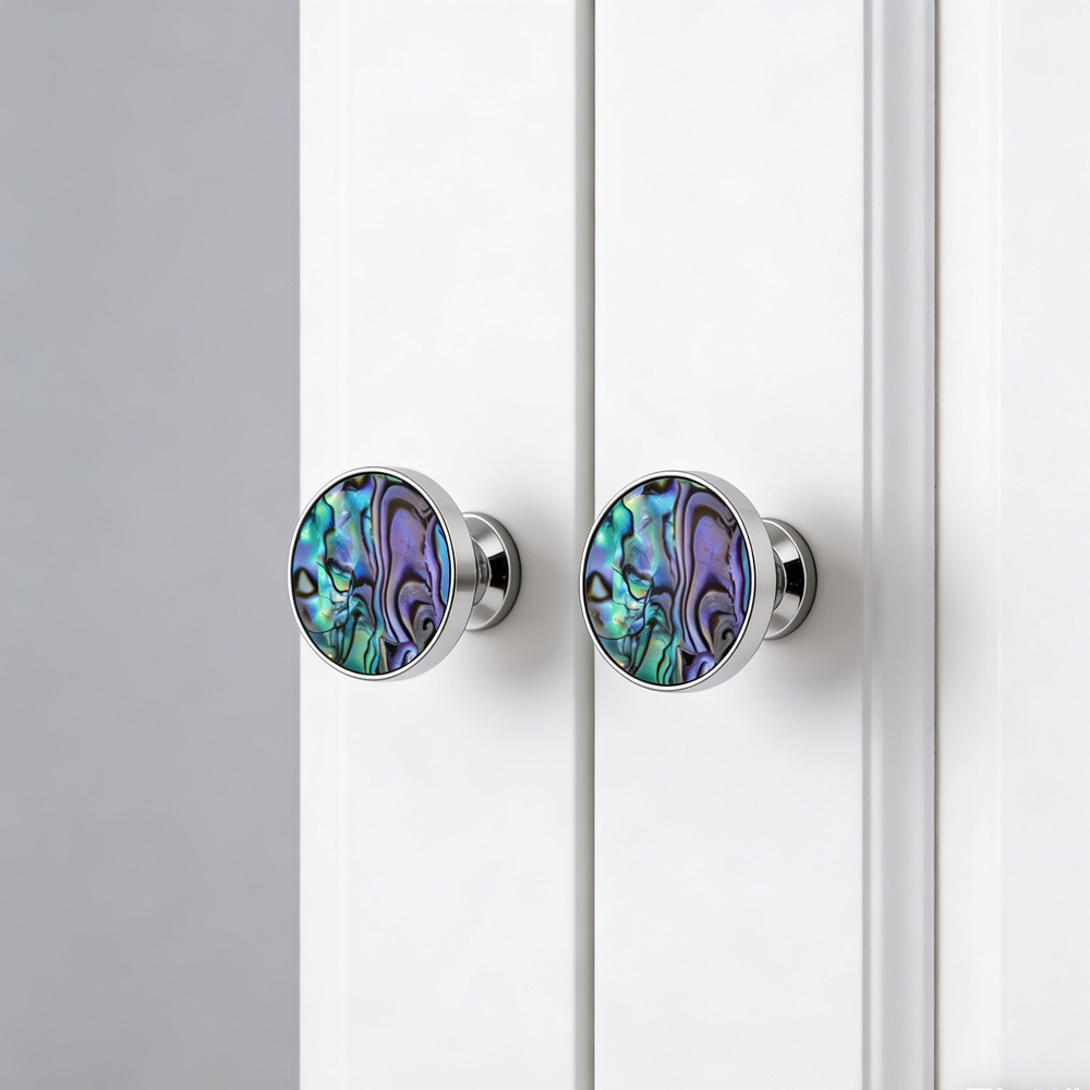 French Brass Natural Shell Drawer Knobs for Cabinets