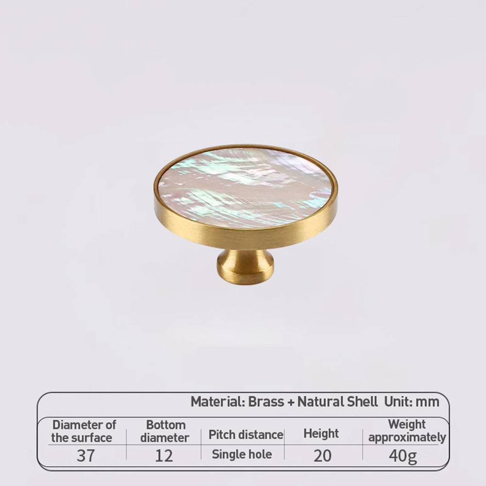 French Brass Natural Shell Drawer Knobs for Cabinets