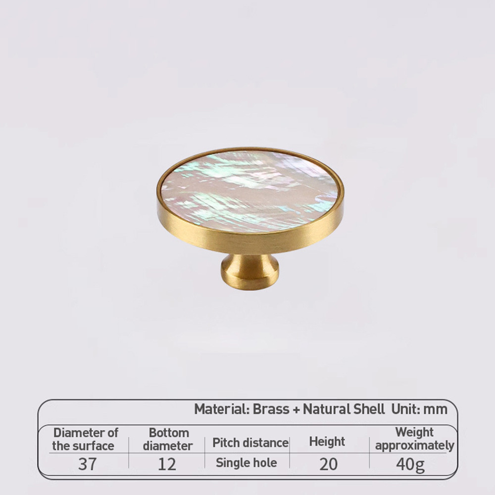 French Brass Natural Shell Drawer Knobs for Cabinets