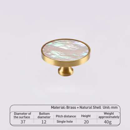 French Brass Natural Shell Drawer Knobs for Cabinets