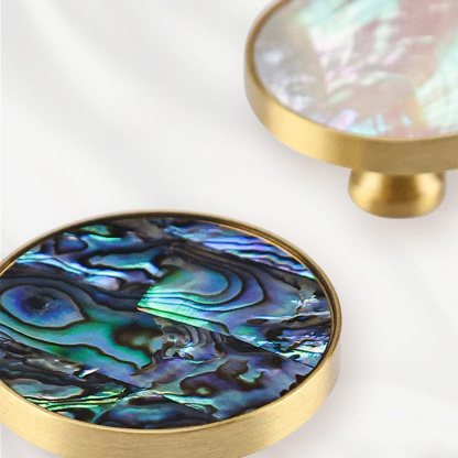 French Brass Natural Shell Drawer Knobs for Cabinets