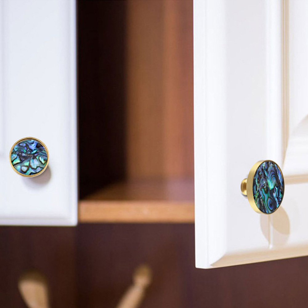 French Brass Natural Shell Drawer Knobs for Cabinets