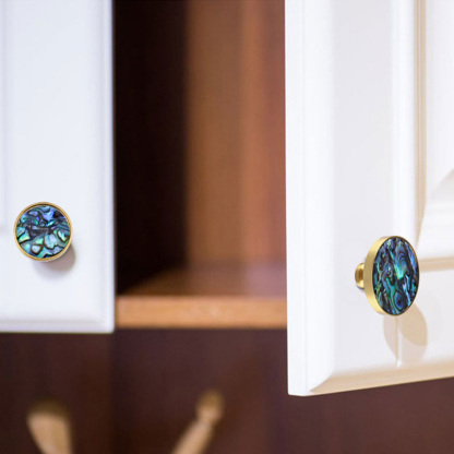 French Brass Natural Shell Drawer Knobs for Cabinets