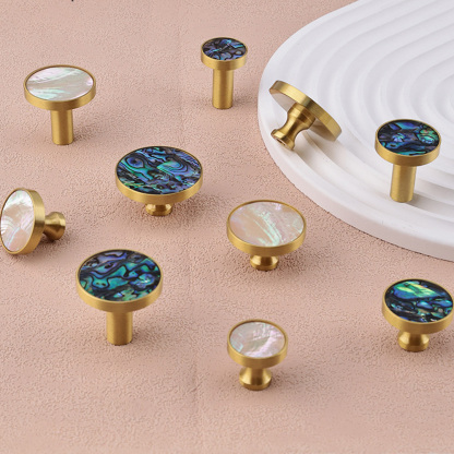 French Brass Natural Shell Drawer Knobs for Cabinets