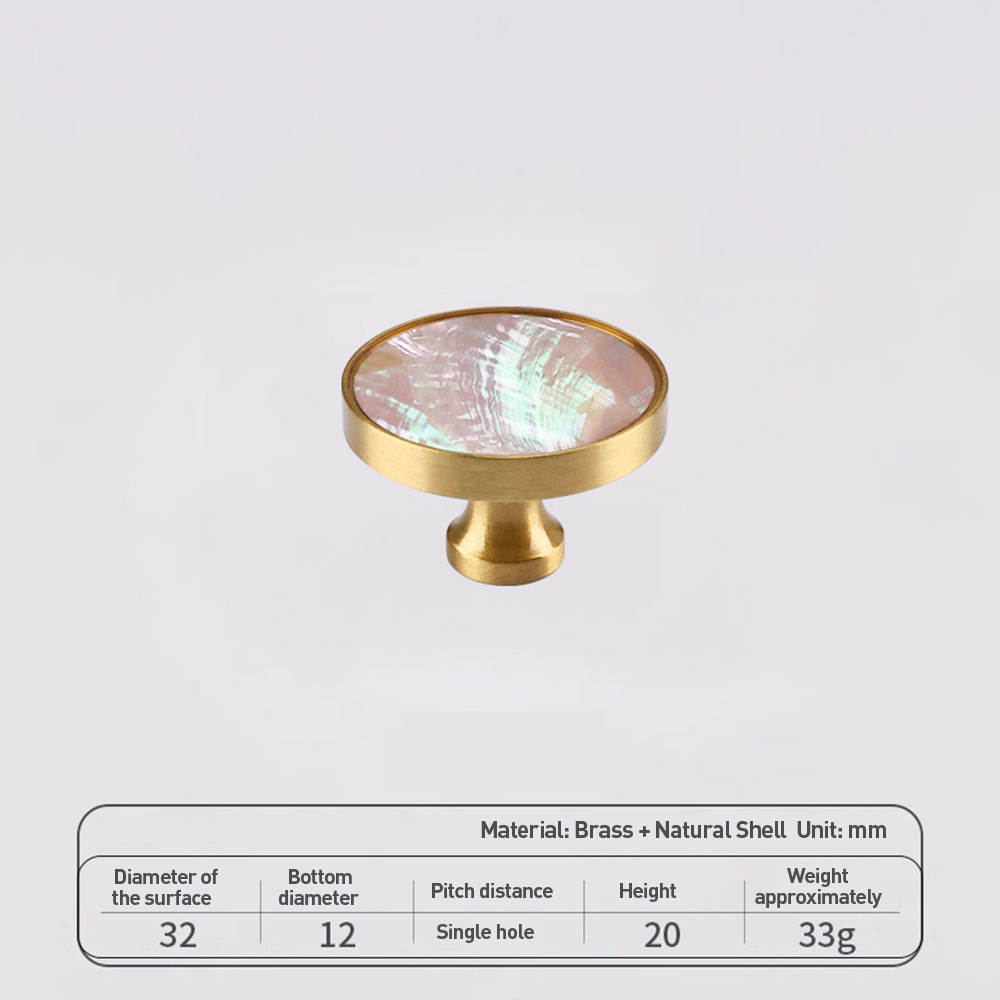 French Brass Natural Shell Drawer Knobs for Cabinets