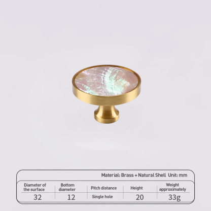 French Brass Natural Shell Drawer Knobs for Cabinets