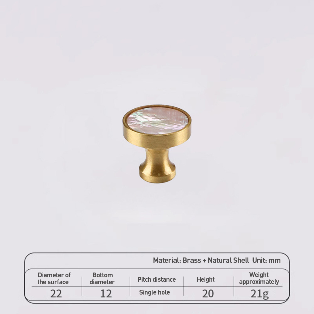 French Brass Natural Shell Drawer Knobs for Cabinets