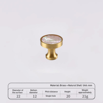 French Brass Natural Shell Drawer Knobs for Cabinets