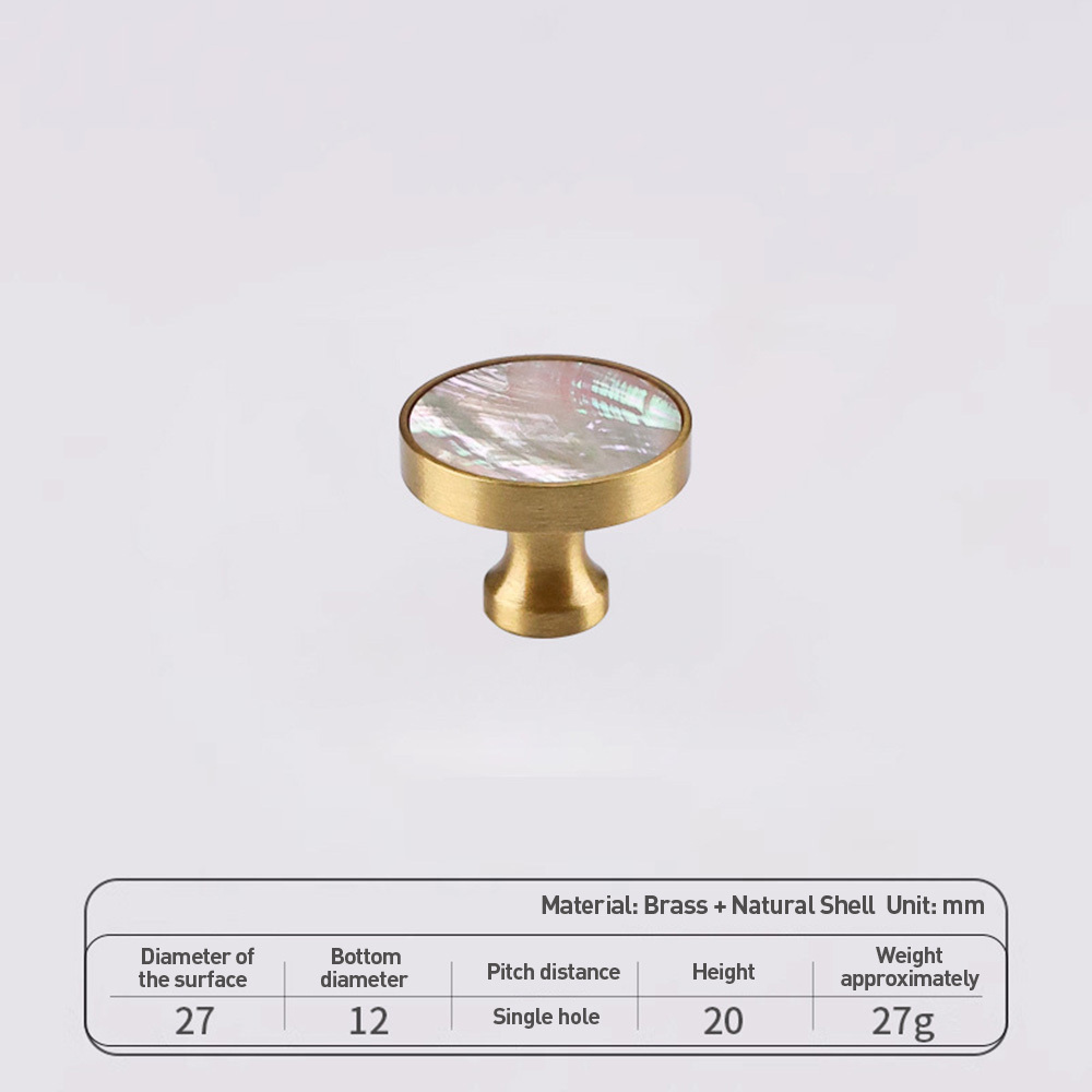French Brass Natural Shell Drawer Knobs for Cabinets
