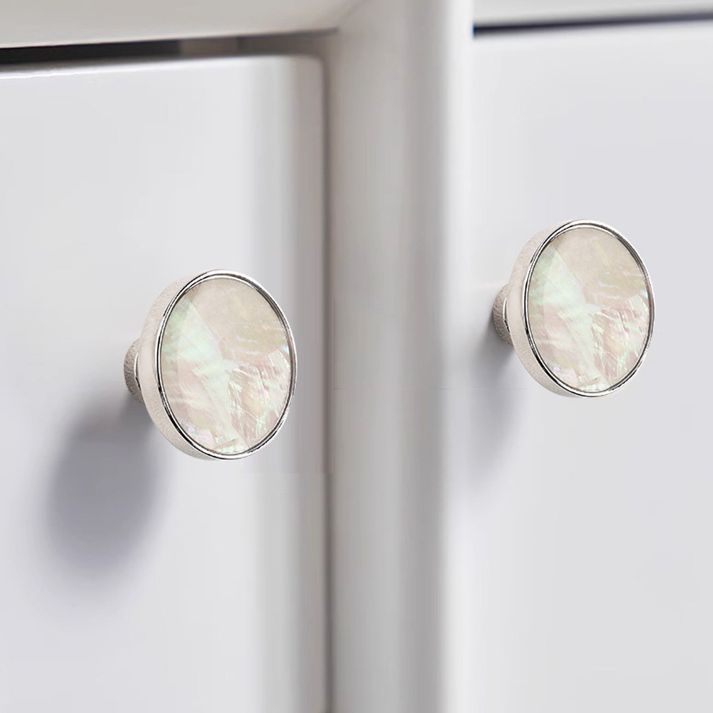 French Brass Natural Shell Drawer Knobs for Cabinets