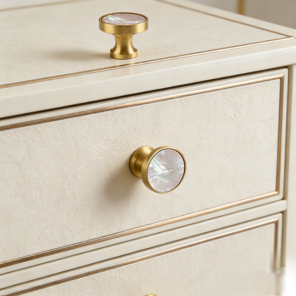 French Brass Natural Shell Drawer Knobs for Cabinets