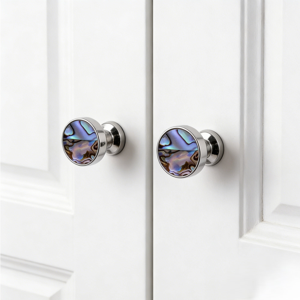 French Brass Natural Shell Drawer Knobs for Cabinets