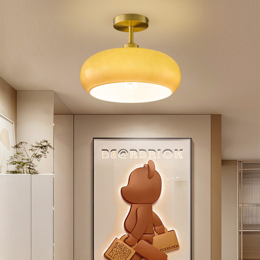 French Retro Vintage Brass Semi Flush Ceiling Lights 