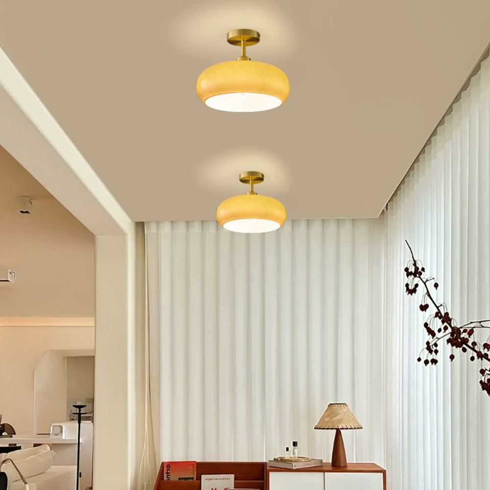 French Retro Vintage Brass Semi Flush Ceiling Lights 