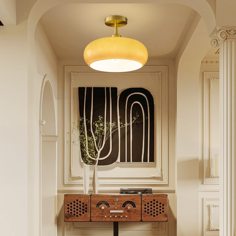 French Retro Vintage Brass Semi Flush Ceiling Lights 