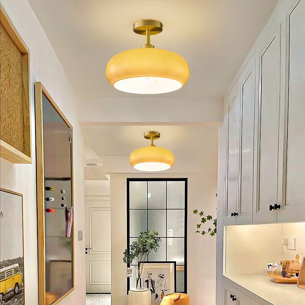 French Retro Vintage Brass Semi Flush Ceiling Lights 