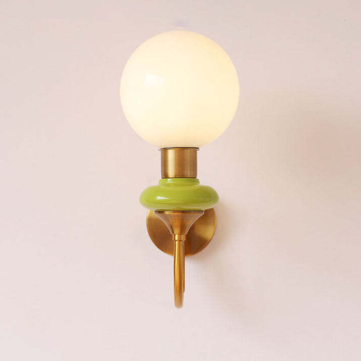 Onyx Iron Golden Finish Frame Spherical Glass 1-Light Wall Sconce -Homdiy