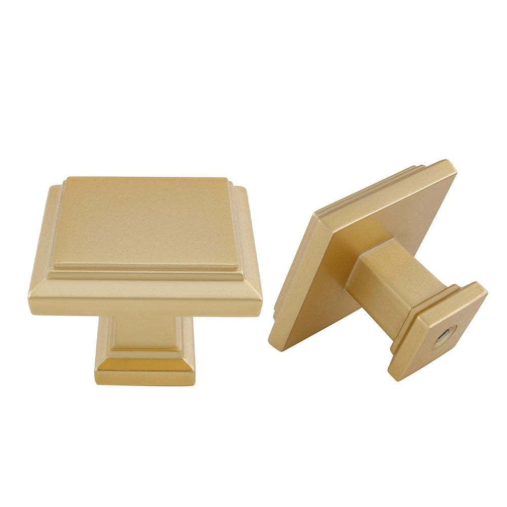 6 Pack Square Gold Drawer Knobs Metal For Kitchen(LS9111BB) -Homdiy