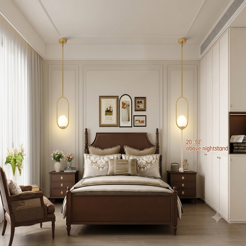 Elegant Brass 1-Light Globe Pendant Fixture for Bedroom