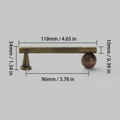 Warm Minimalist Brushed Brass Wood Cabinet Pulls