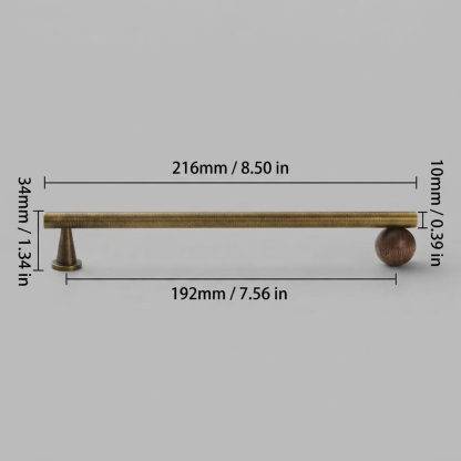 Warm Minimalist Brushed Brass Wood Cabinet Pulls