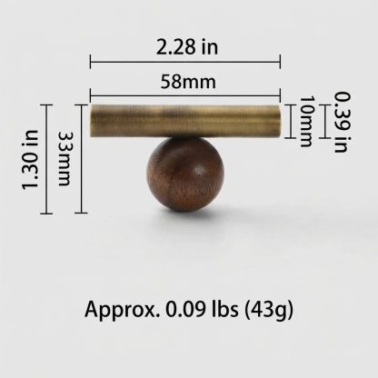 Warm Minimalist Brushed Brass Wood Cabinet Pulls