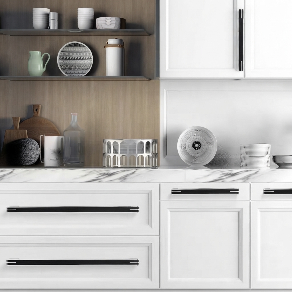 Modern Unique Black Chrome Kitchen Cabinet Handles