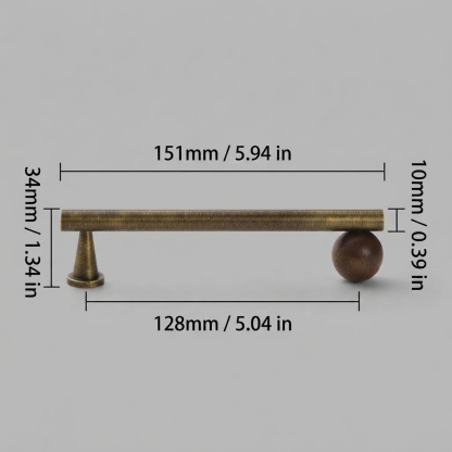 Warm Minimalist Brushed Brass Wood Cabinet Pulls