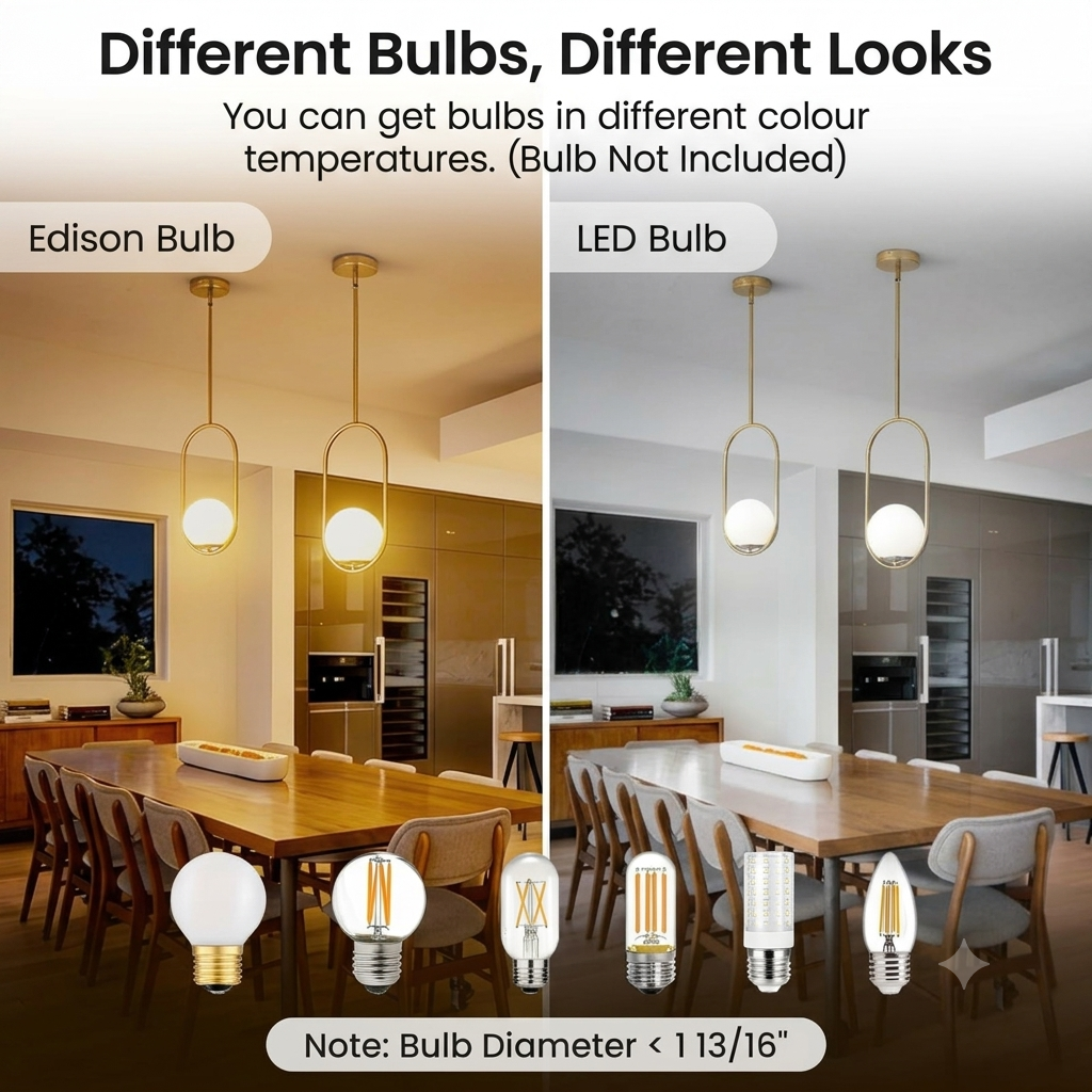 Elegant Brass 1-Light Globe Pendant Fixture for Bedroom