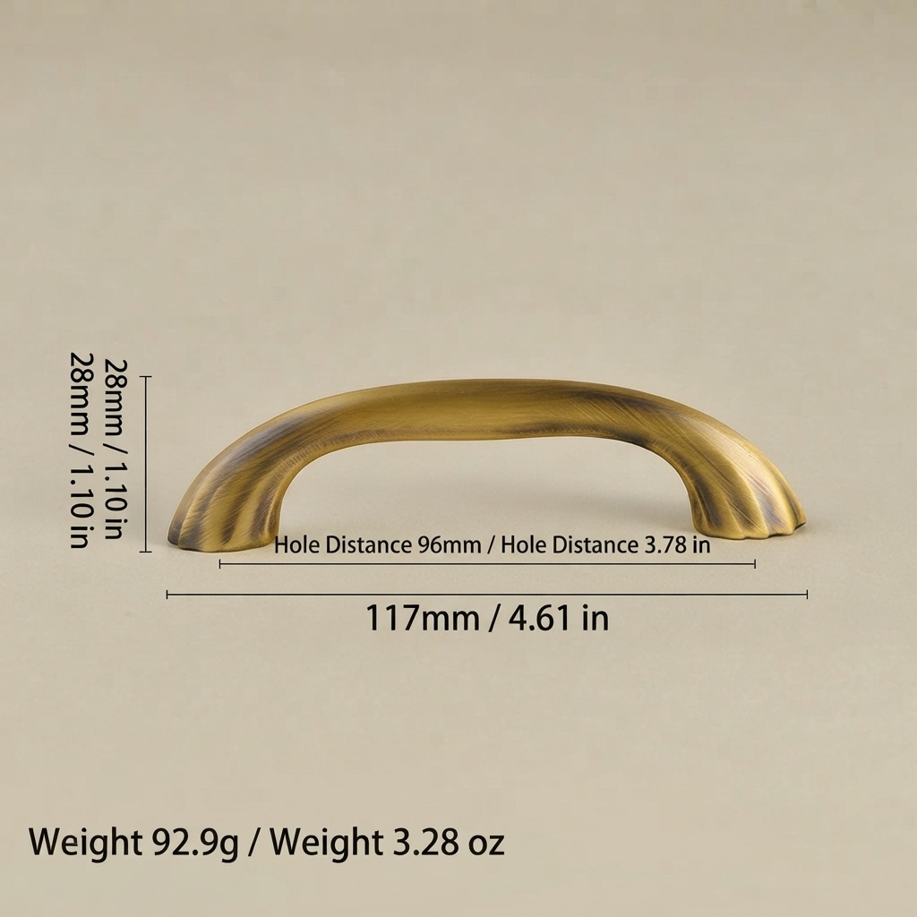 Modern Curved Black and Brass Arc Cabinet Pulls