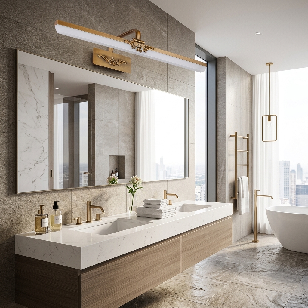 Simple Bronze Metal Bathroom Vanity Wall Lighting