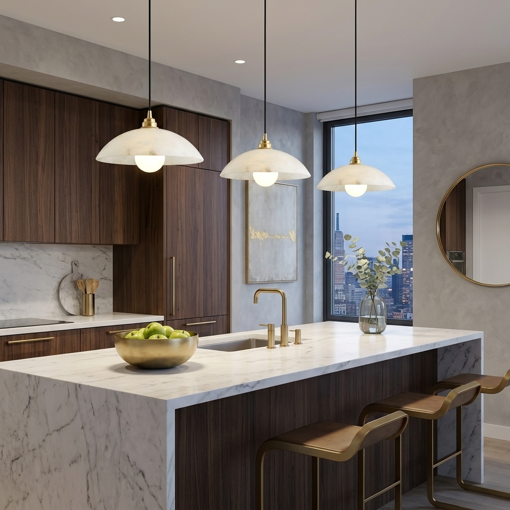 Simple Round Marble Pendant Light