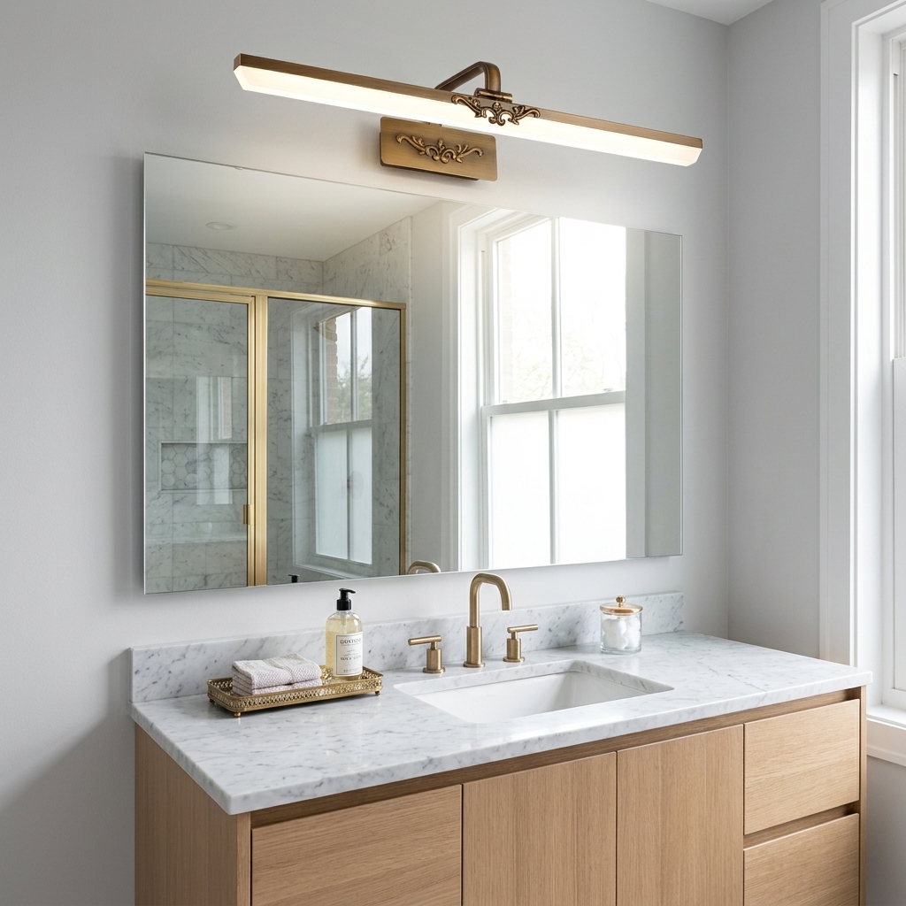 Simple Bronze Metal Bathroom Vanity Wall Lighting