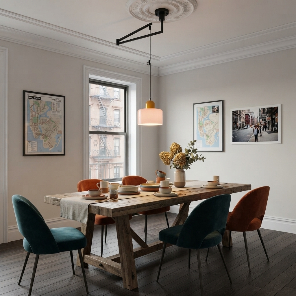 Modern Bauhaus Adjustable Black Swing Arm Pendant Light