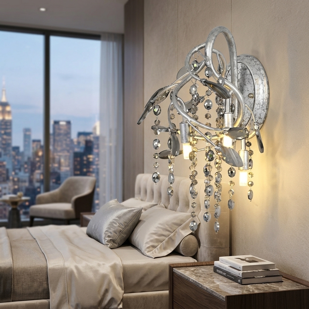 Medieval Autumn Twilight Crystal Wall Sconce