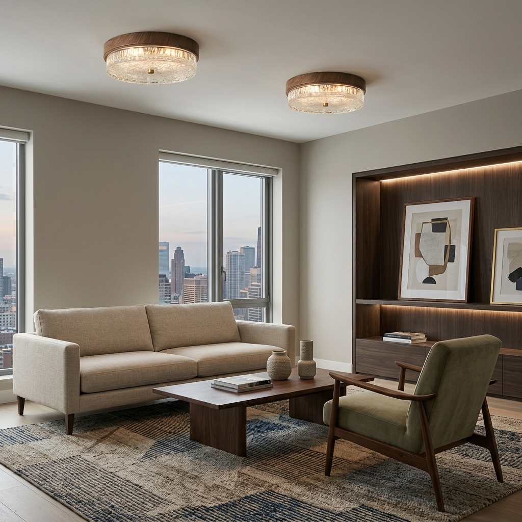 Set of 2 Luxury Glass Shade LED Ceiling Light