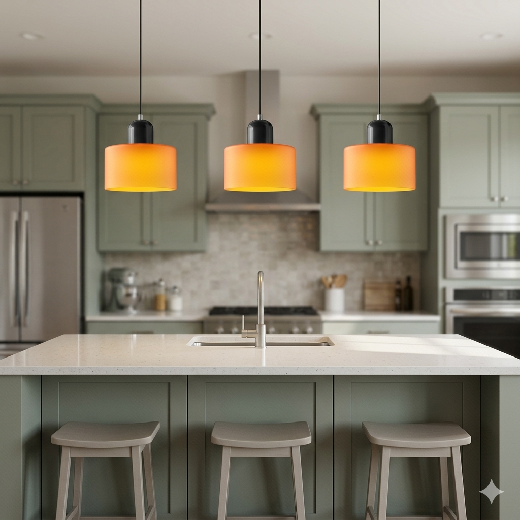 Bauhaus Small Orange Glass Pendant Light