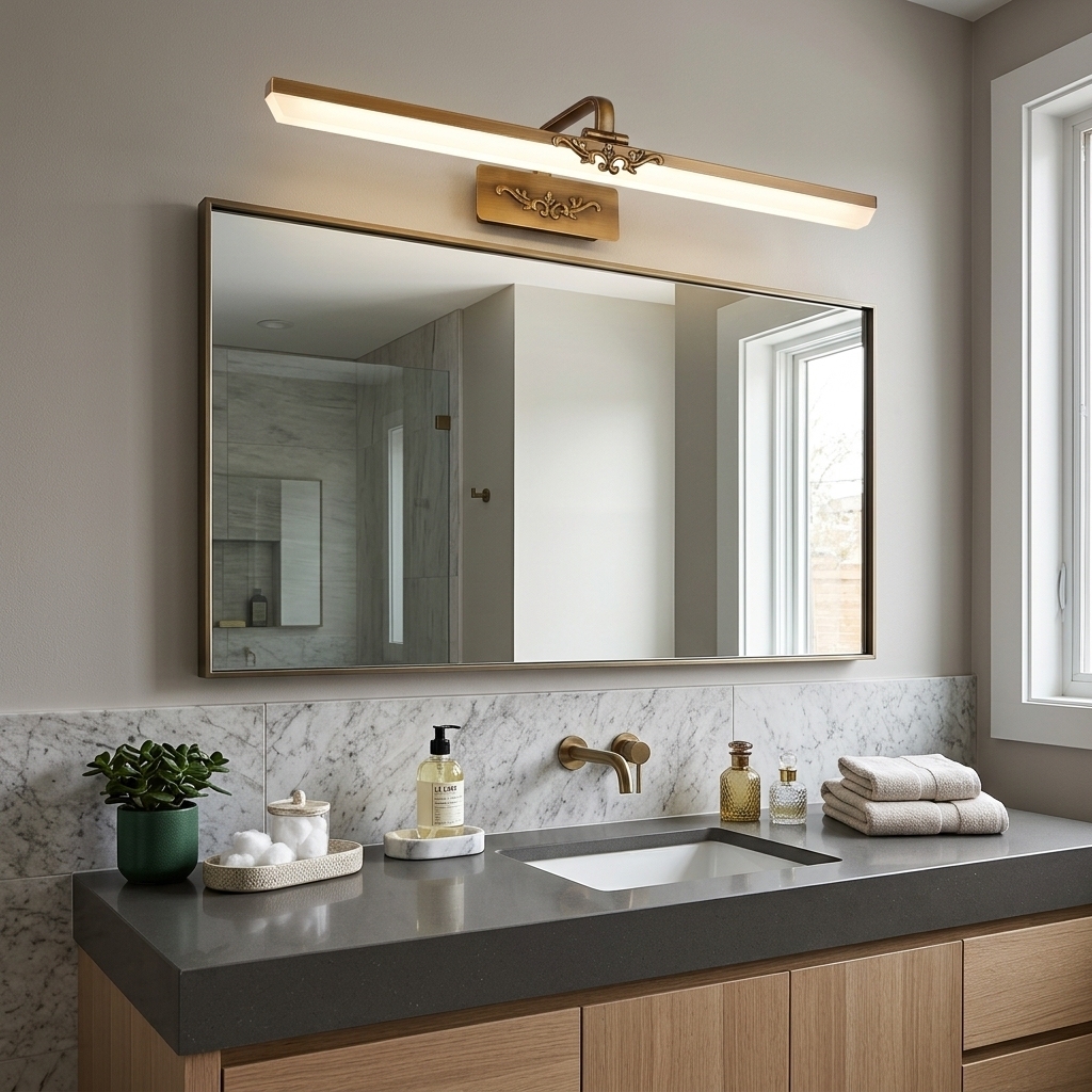 Simple Bronze Metal Bathroom Vanity Wall Lighting