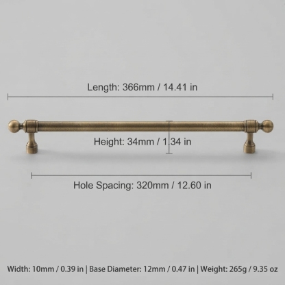 French Vintage Solid Antique Brass Ball-End Cabinet Pulls