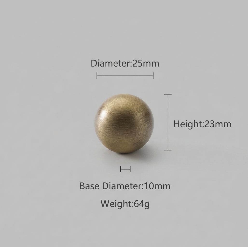 French Vintage Solid Antique Brass Ball-End Cabinet Pulls